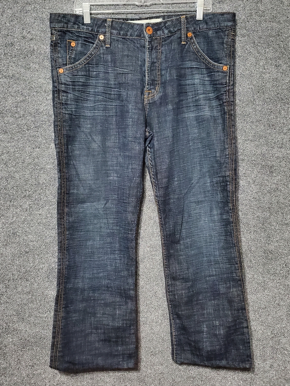 Hudson Byron Straight Leg Button Fly Denim Jeans Mens 36 Blue Dark Wash HEMMED